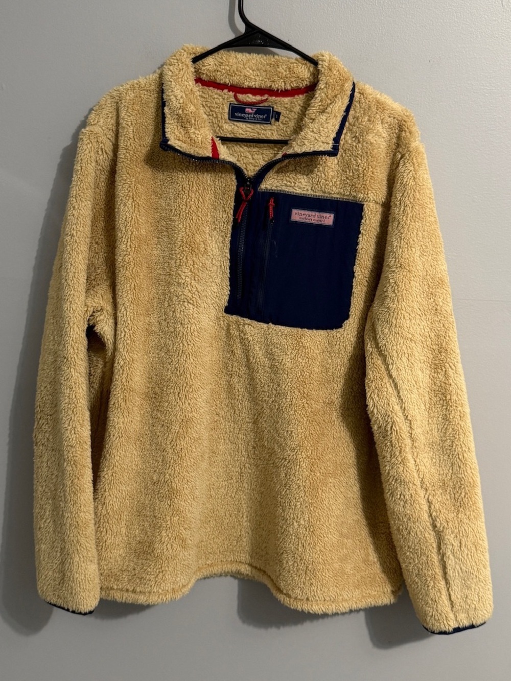 Vineyard Vines Sweater Mens Large Stillwater High Pile Sherpa Fleece 1/4 Zip